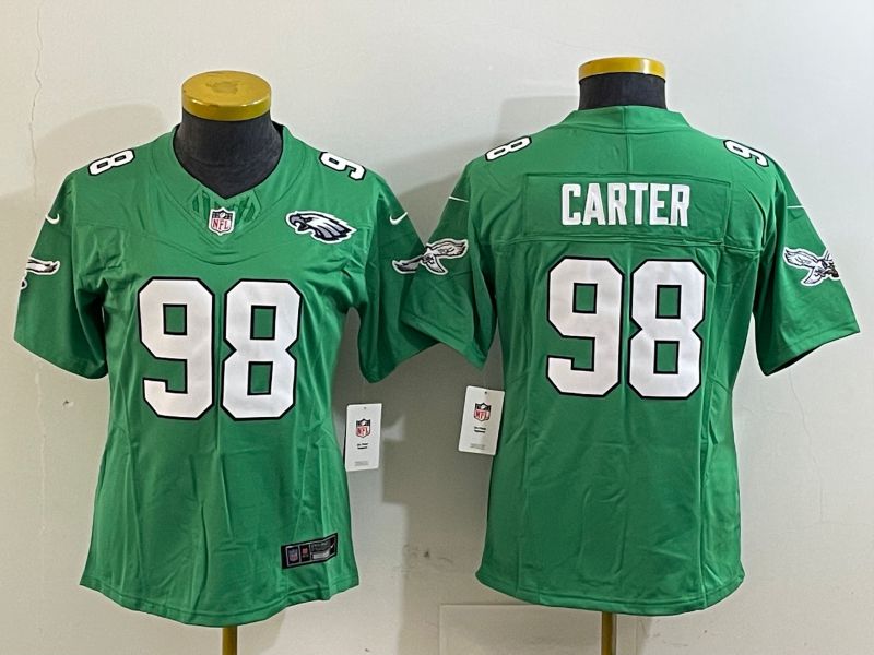 Women Philadelphia Eagles #98 Carter Green three generations 2025 Nike Vapor Limited NFL Jersey style 3